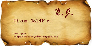 Mikus Jolán névjegykártya