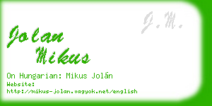 jolan mikus business card